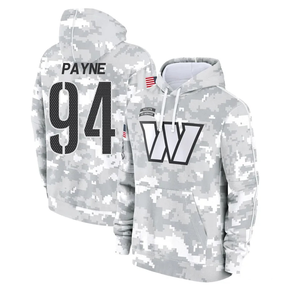 Punc W.Commanders #94 Daron Payne Player Arctic Camo Limited Salute to Service Pullover Hoodies Game Stitched Jerseys