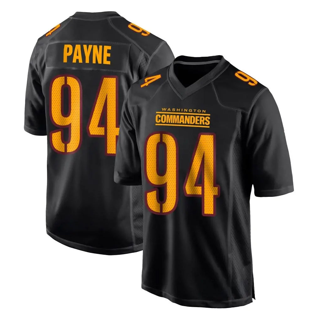 Punc W.Commanders #94 Daron Payne Player Black Carbon Fashion Home Game Stitched Jerseys