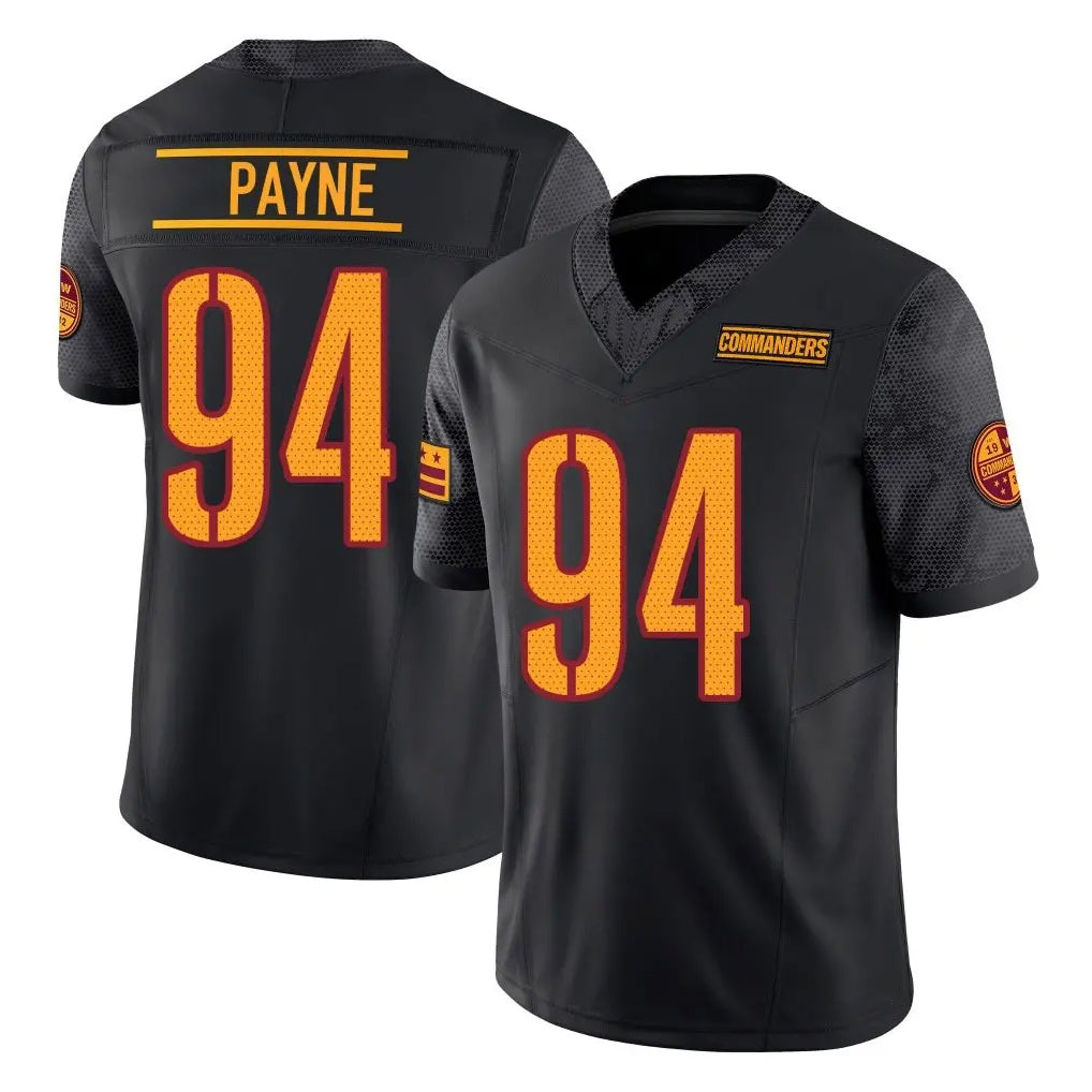 Punc W.Commanders #94 Daron Payne Player Black Limited Vapor F.U.S.E. Home Game Stitched Jerseys