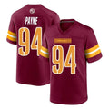 Punc W.Commanders #94 Daron Payne Player Burgundy Home Game Stitched Jerseys