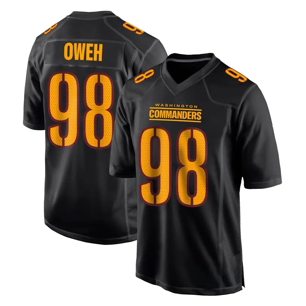Punc W.Commanders #98 Odafe Oweh Player Black Carbon Fashion Home Game Stitched Jerseys