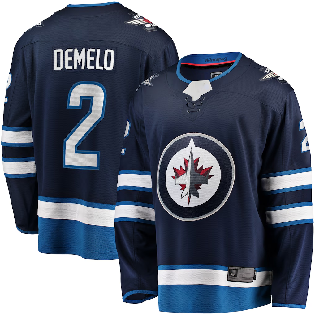 Punc W.Jets #2 Dylan DeMelo Navy Breakaway Player Jerseys