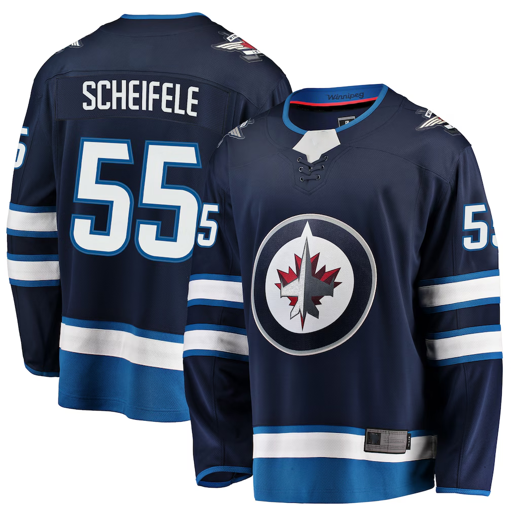 Punc W.Jets #55 Mark Scheifele Navy Breakaway Replica Jerseys