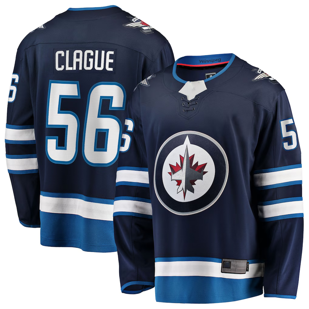 Punc W.Jets #56 Kale Clague Navy Home Breakaway Jerseys