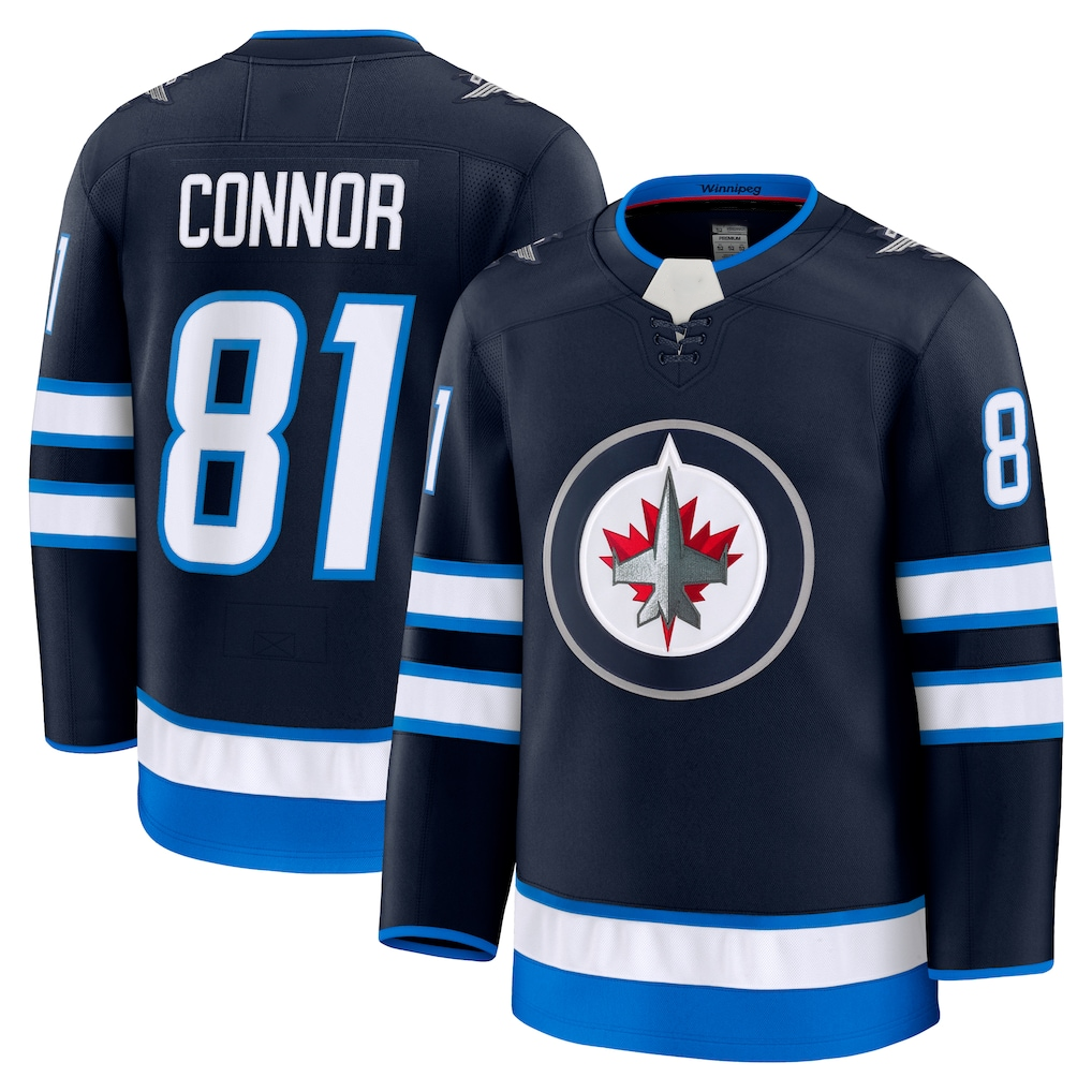 Punc W.Jets #81 Kyle Connor Navy Home Premium Jerseys