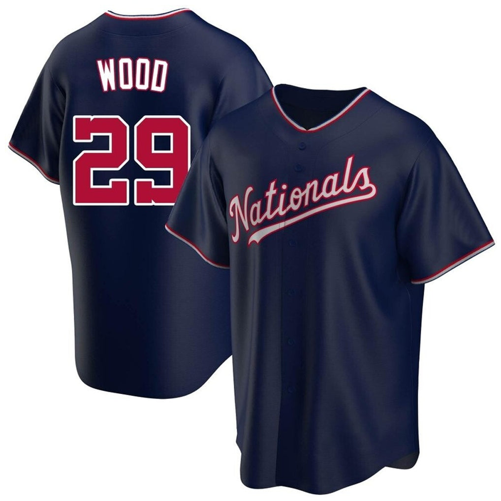 Punc W.Nationals #29 James Wood Player Navy Blue Replica Game Stitched Jerseys