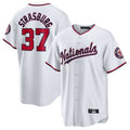 Punc W.Nationals #37 Stephen Strasburg Player White Home Game Stitched Jerseys
