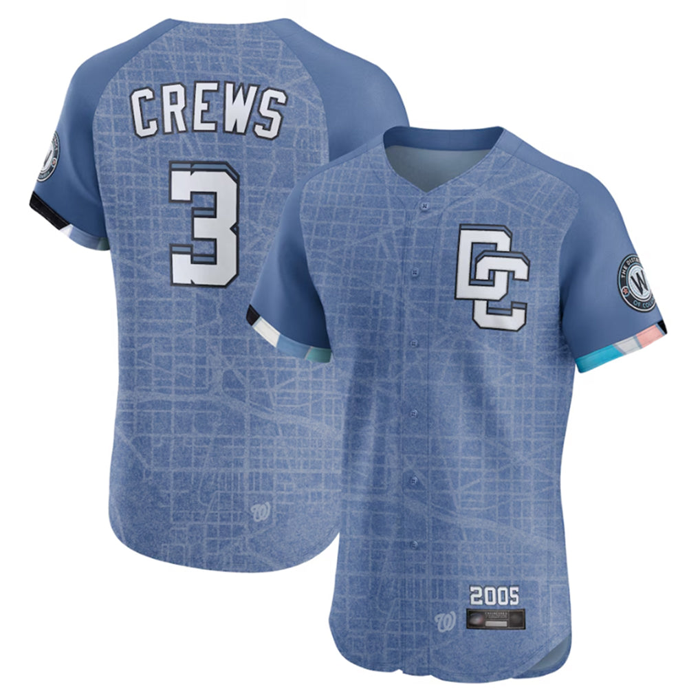 Punc W.Nationals #3 Dylan Crews Player Blue City Connect Elite Stitched Jerseys