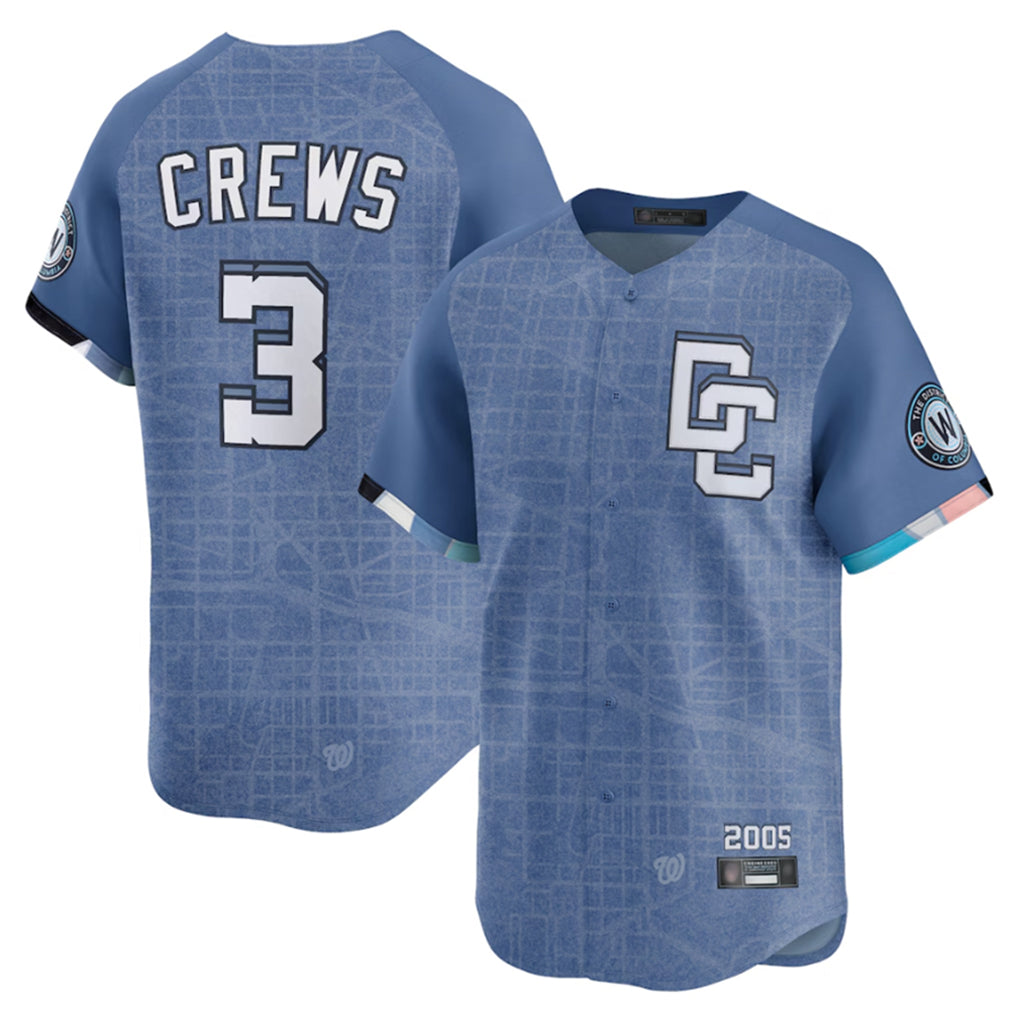 Punc W.Nationals #3 Dylan Crews Player Blue Limited City Connect Stitched Jerseys