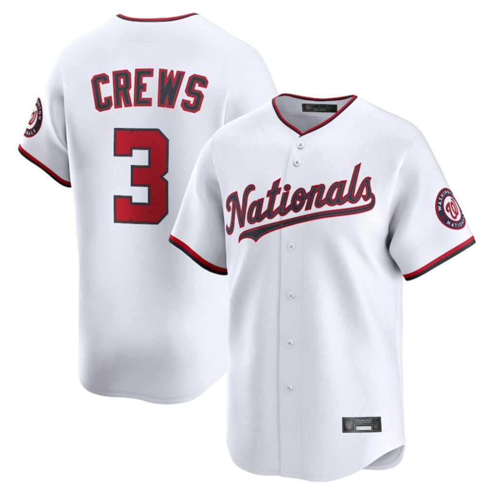 Punc W.Nationals #3 Dylan Crews Player White Limited Replica Stitched Jerseys