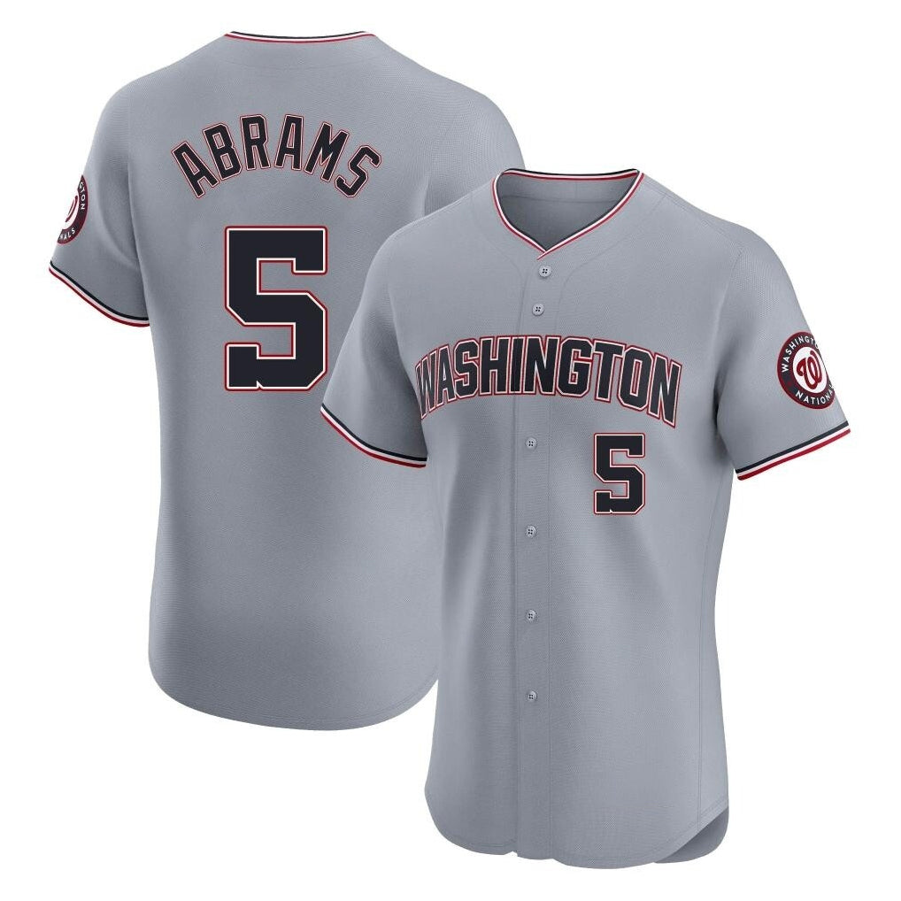 Punc W.Nationals #5 CJ Abrams Player Gray Elite Road Replica Stitched Jerseys