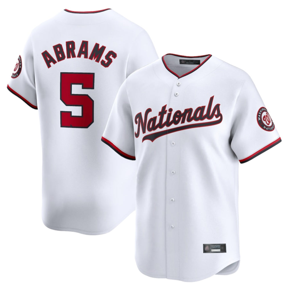 Punc W.Nationals #5 CJ Abrams Player White Home Limited Stitched Jerseys