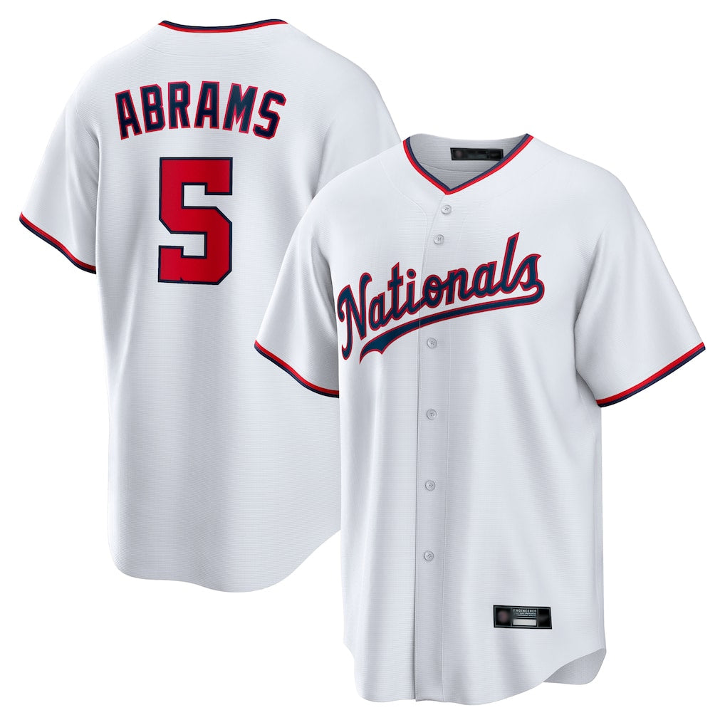 Punc W.Nationals #5 CJ Abrams Player White Home Replica Stitched Jerseys
