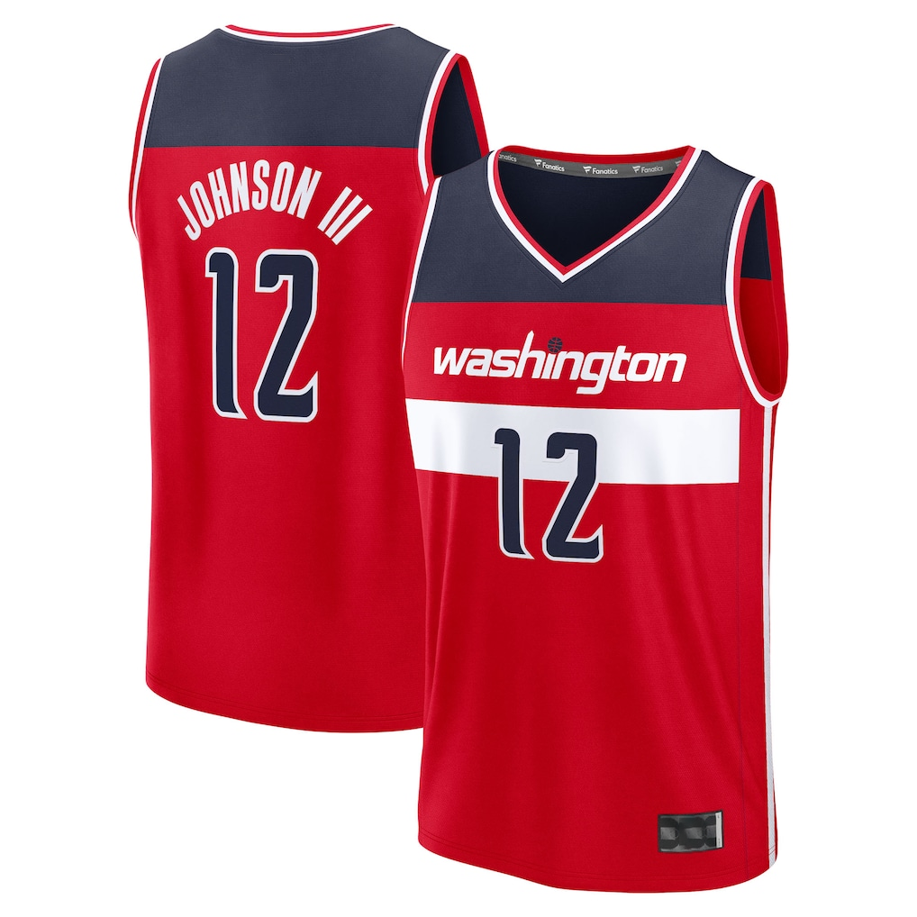Punc W.Wizards #12 Tre Johnson III Red 2025  Draft First Round Pick Fast Break Replica Jerseys - Icon Edition