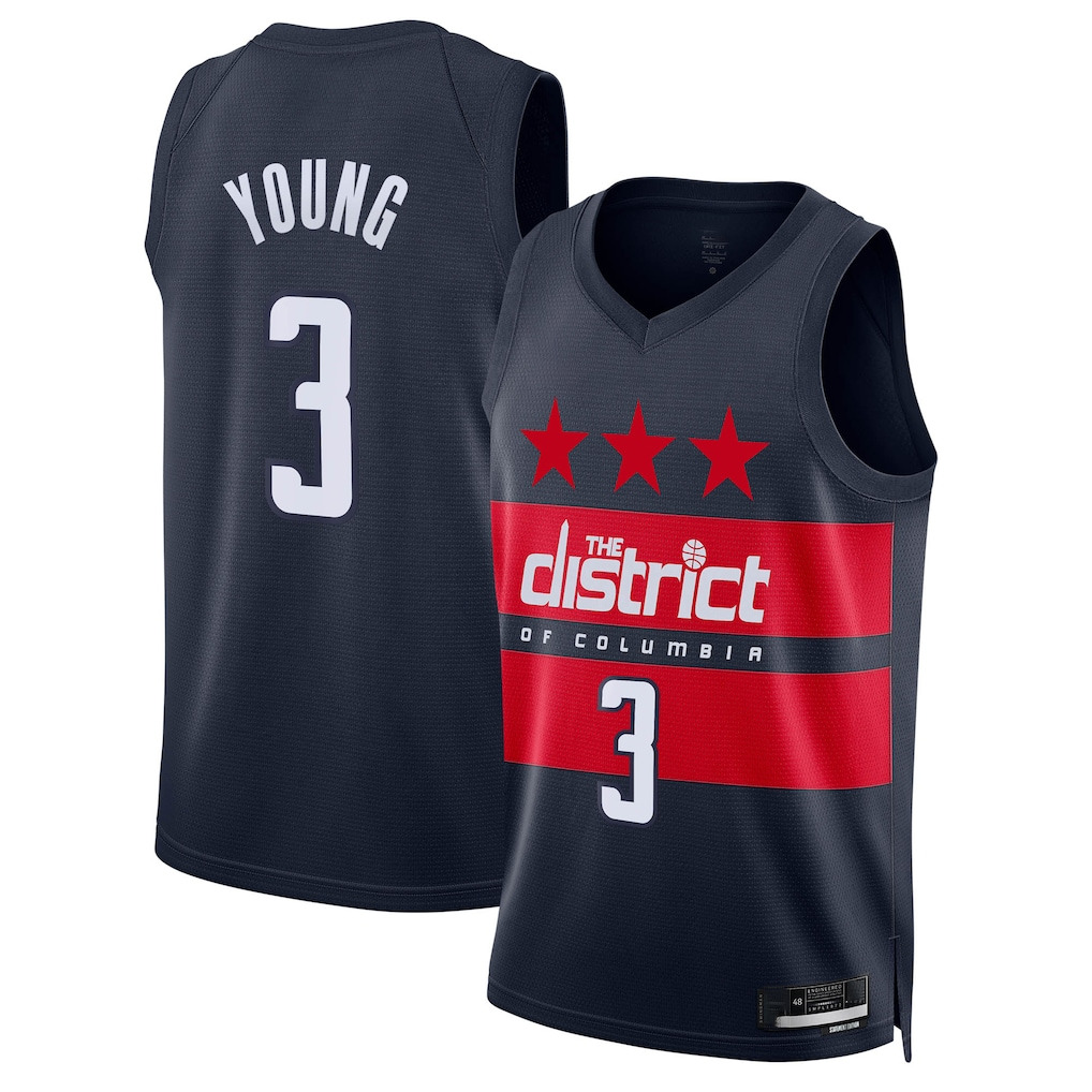 Punc W.Wizards #3 Trae Young Navy Swingman Jerseys - Statement Edition