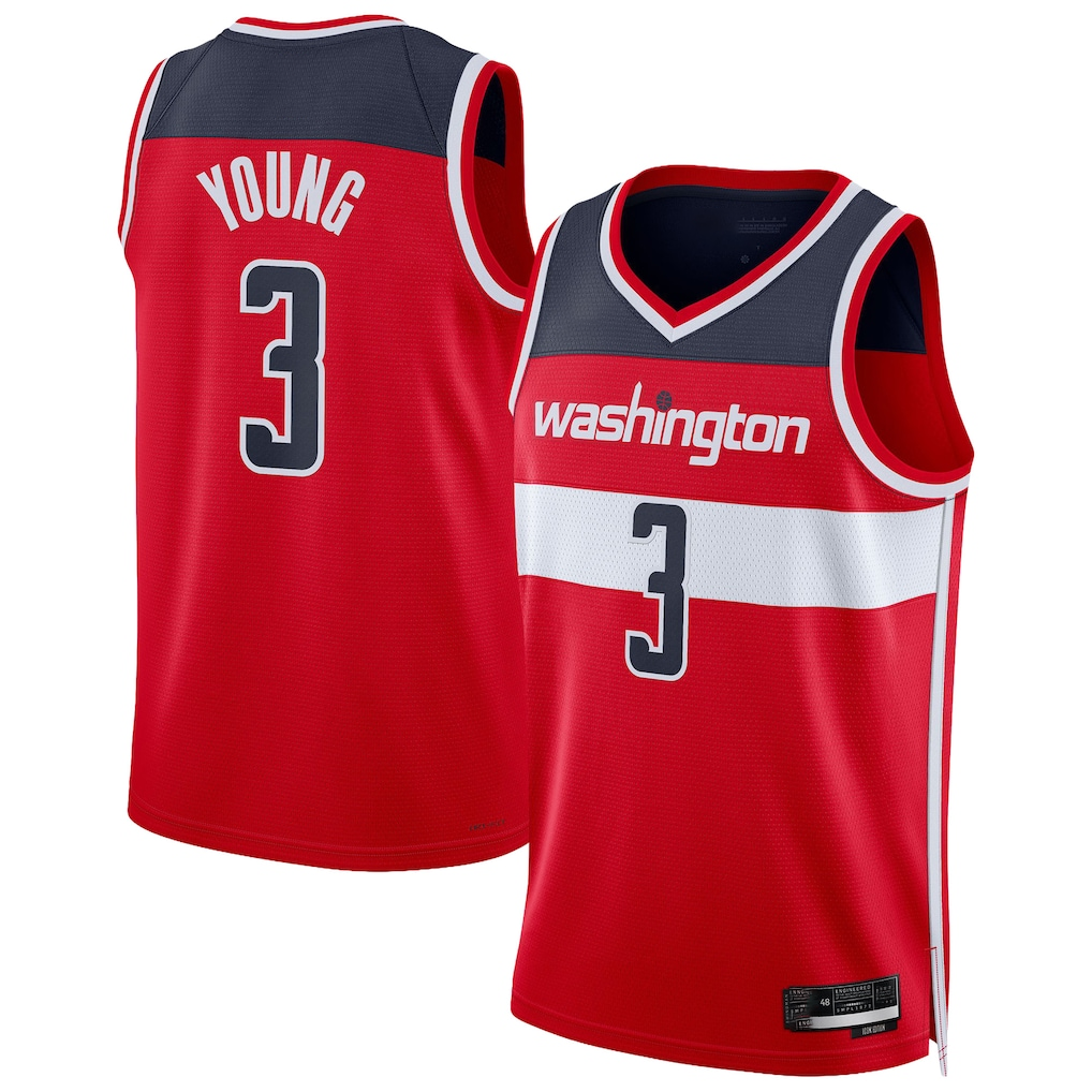 Punc W.Wizards #3 Trae Young Red Swingman Jerseys - Icon Edition