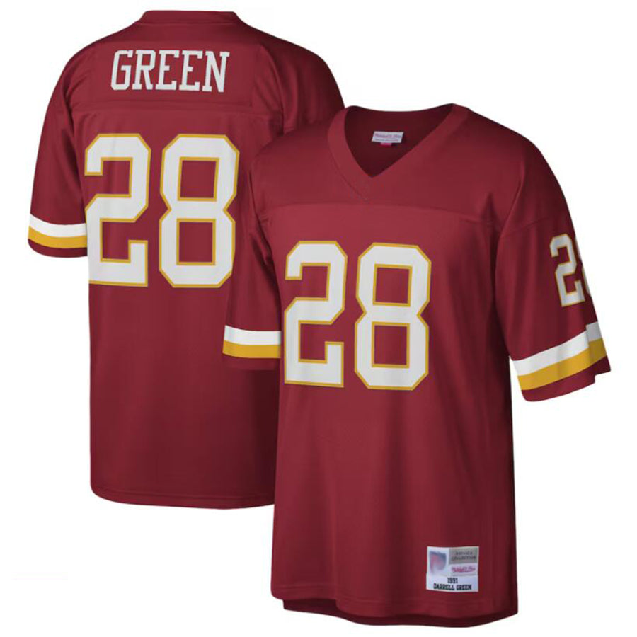 Punc Washington Football Team #28 Darrell Green Mitchell & Ness Burgundy Legacy Replica Stitched Jersey