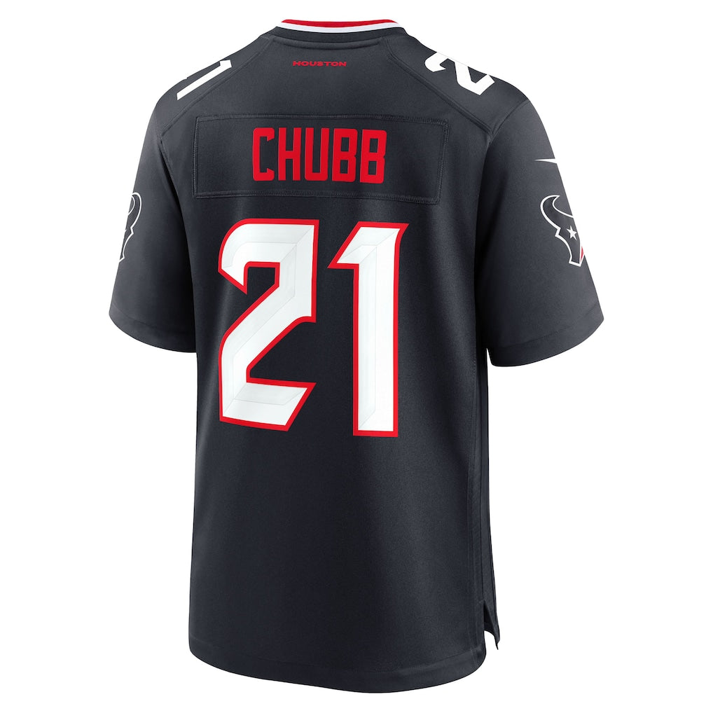 Punc H.Texans #21 Nick Chubb Navy Team Game Jersey