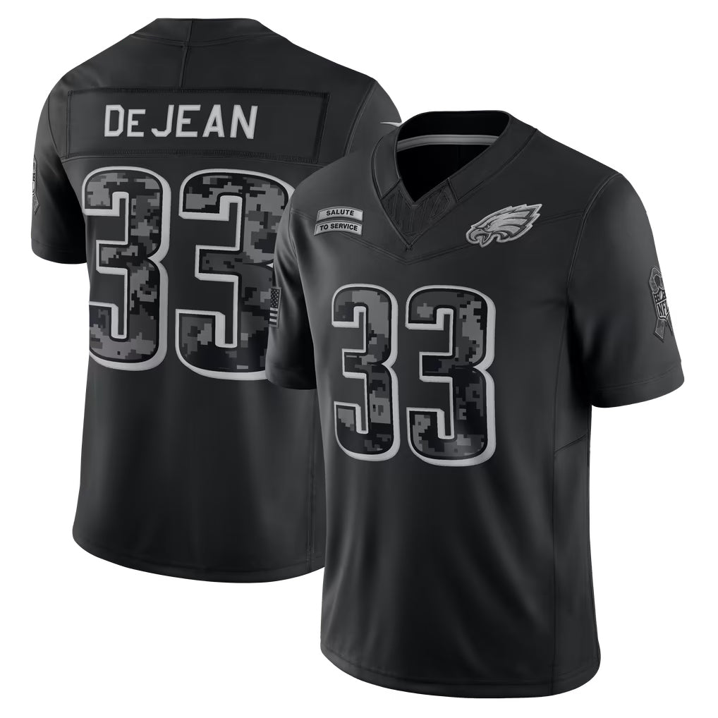 Punc P.Eagles #33 Cooper DeJean Player Black Limited 2026 Salute to Service Home Game Stitched Jerseys