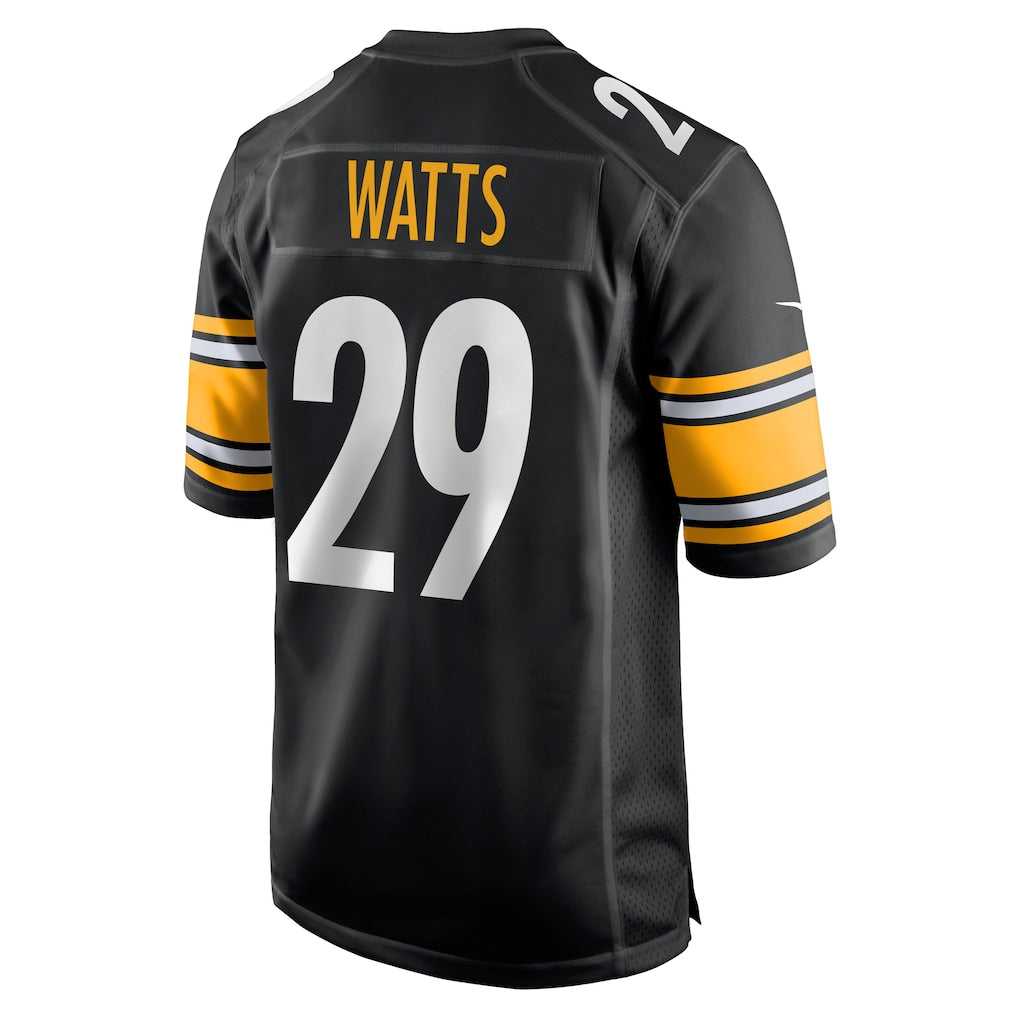 Punc P.Steelers #29 Ryan Watts Black Game Jersey