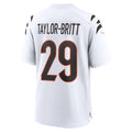 Punc C.Bengals #29 Cam Taylor-Britt White Game Jersey