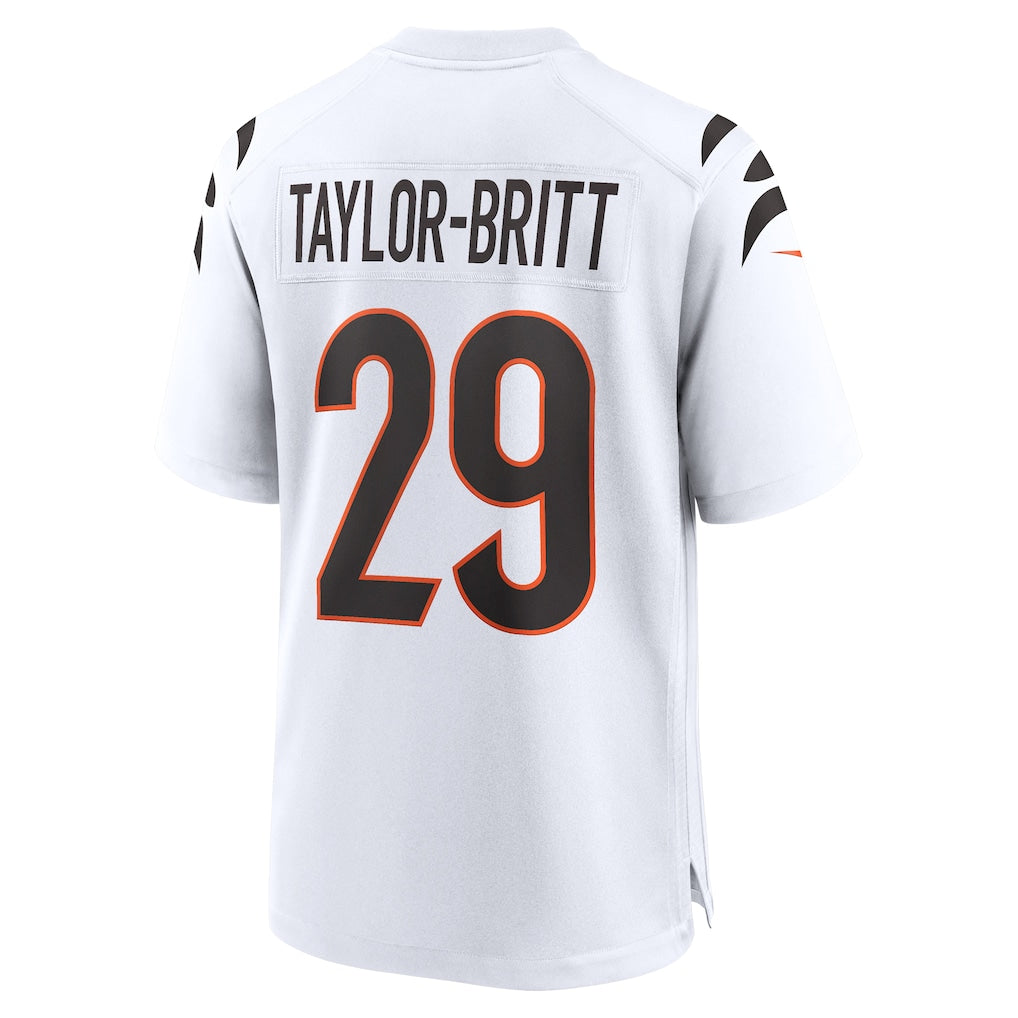 Punc C.Bengals #29 Cam Taylor-Britt White Game Jersey