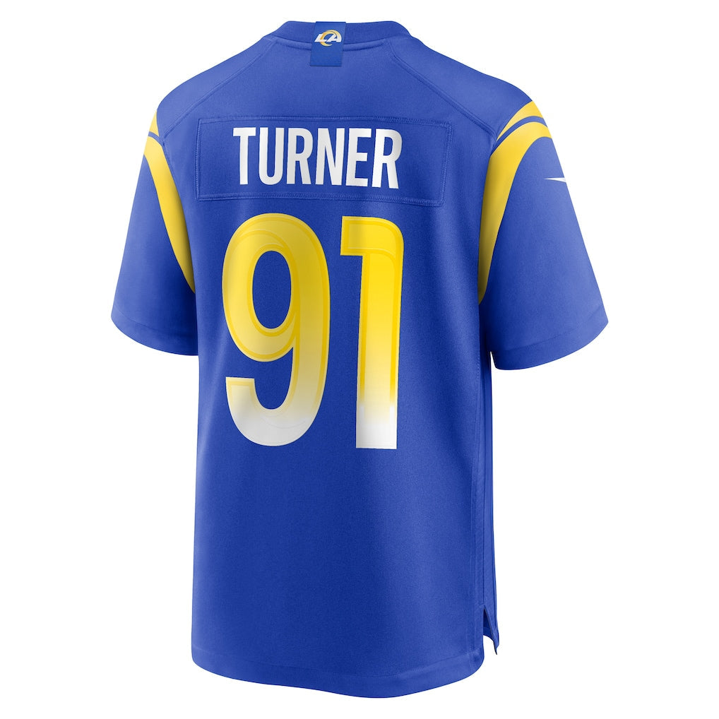 Punc LA.Rams #91 Kobie Turner Royal Home Game Jersey