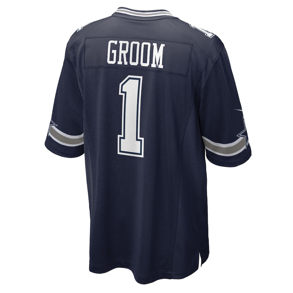 Punc D.Cowboys #1 Groom Navy Game Jersey