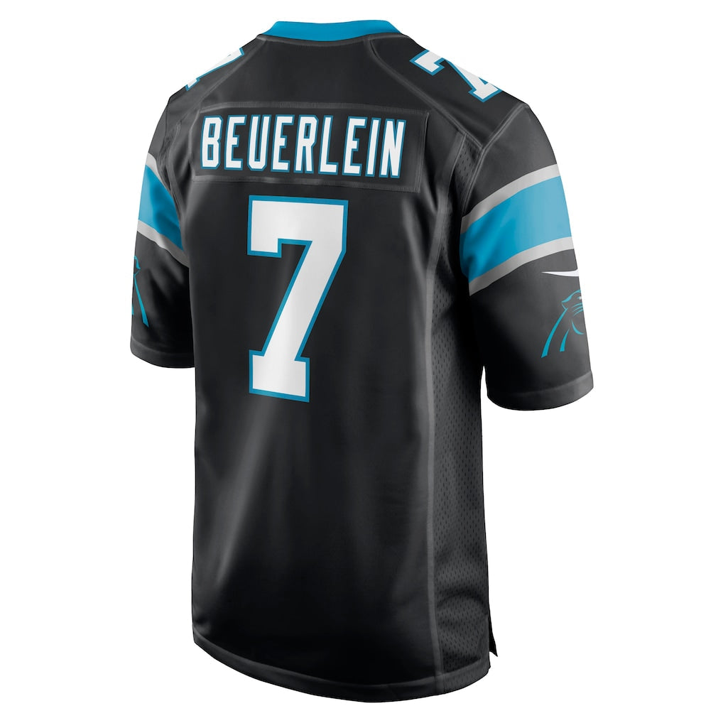 Punc C.Panthers #7 Steve Beuerlein Black Retired Player Jersey