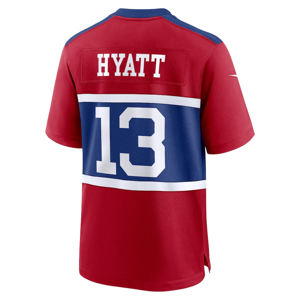 Punc NY.Giants #13 Jalin Hyatt Century Red Alternate Player Game Jersey