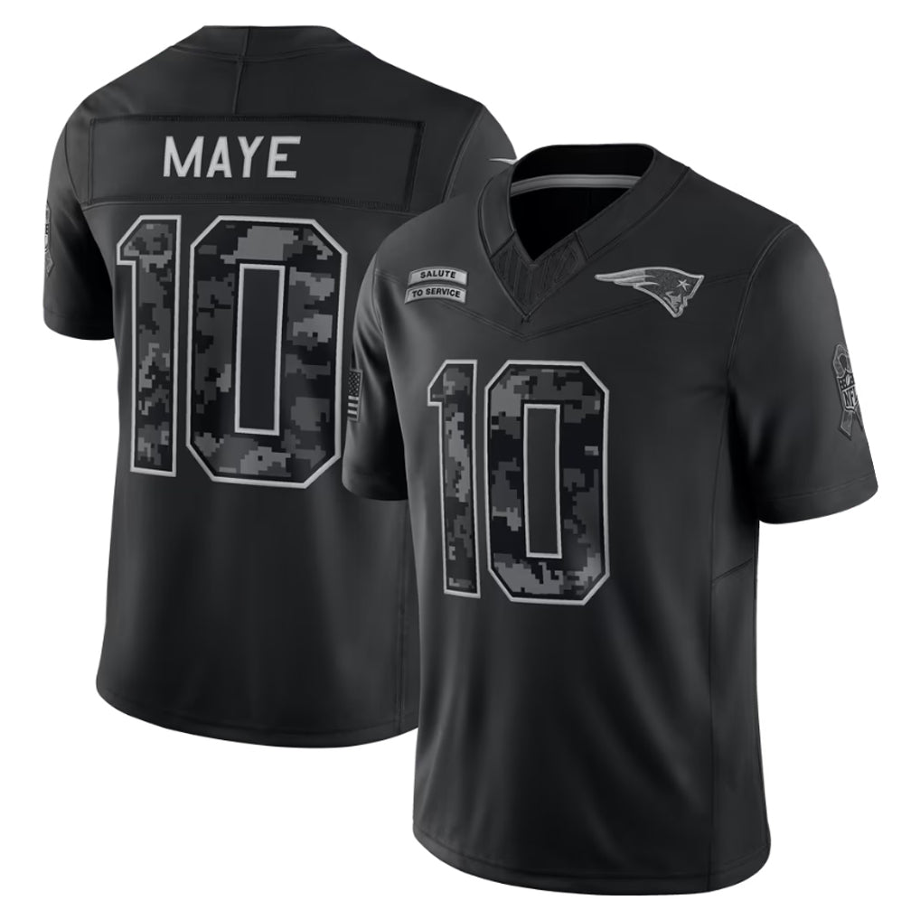 Punc NE.Patriots #10 Drake Maye Player Black Limited 2026 Salute to Service Home Game Stitched Jerseys