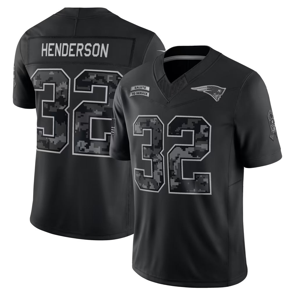 Punc NE.Patriots #32 TreVeyon Henderson Player Black Limited 2026 Salute to Service Home Game Stitched Jerseys