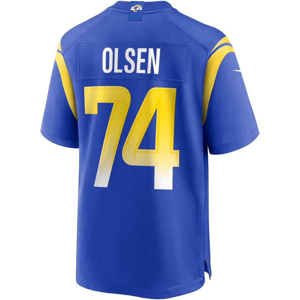 Punc LA.Rams #74 Merlin Olsen Royal Game Retired Player Jersey