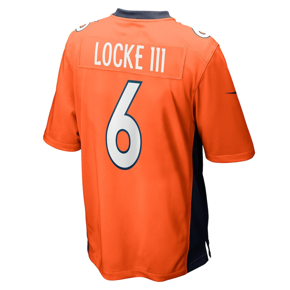 Punc D.Broncos #6 P.J. Locke Orange Game Player Jersey