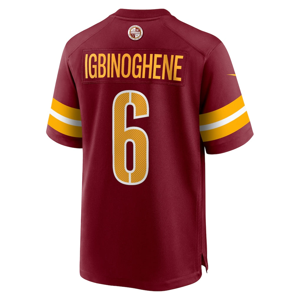 Punc W.Commanders #6 Noah Igbinoghene Burgundy Team Game Jersey
