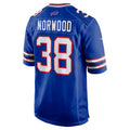 Punc B.Bills #38 Tre Norwood Royal Game Player Jersey