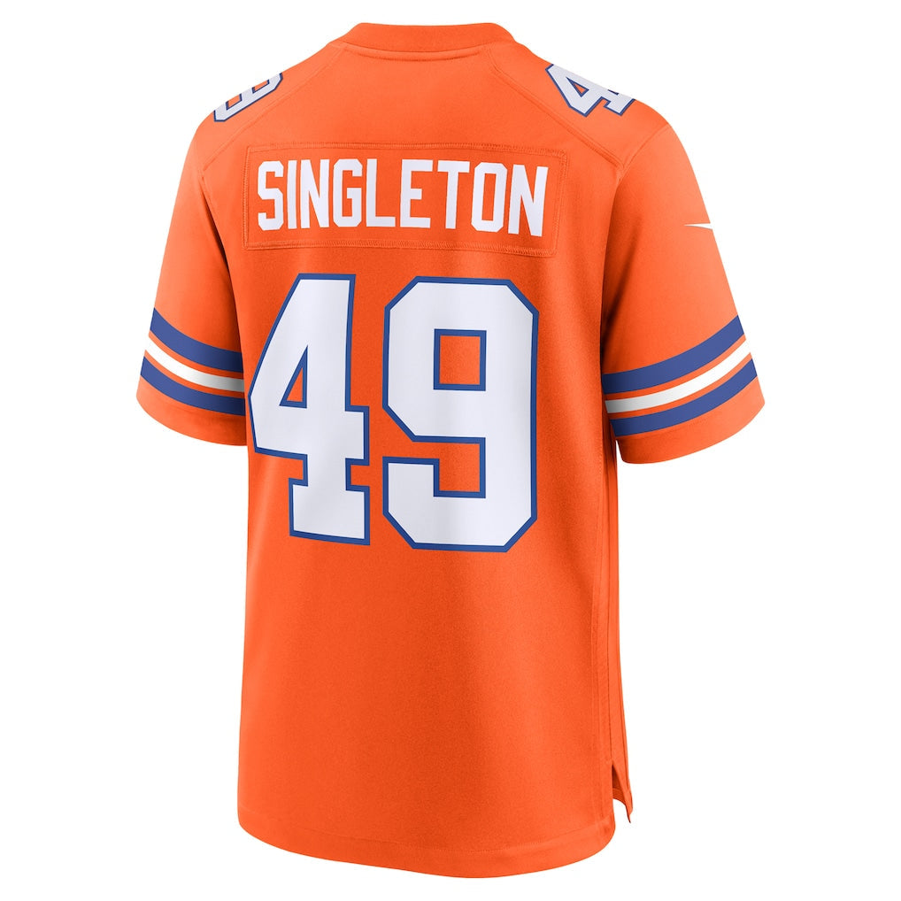 Punc D.Broncos #49 Alex Singleton Orange Alternate Game Jersey