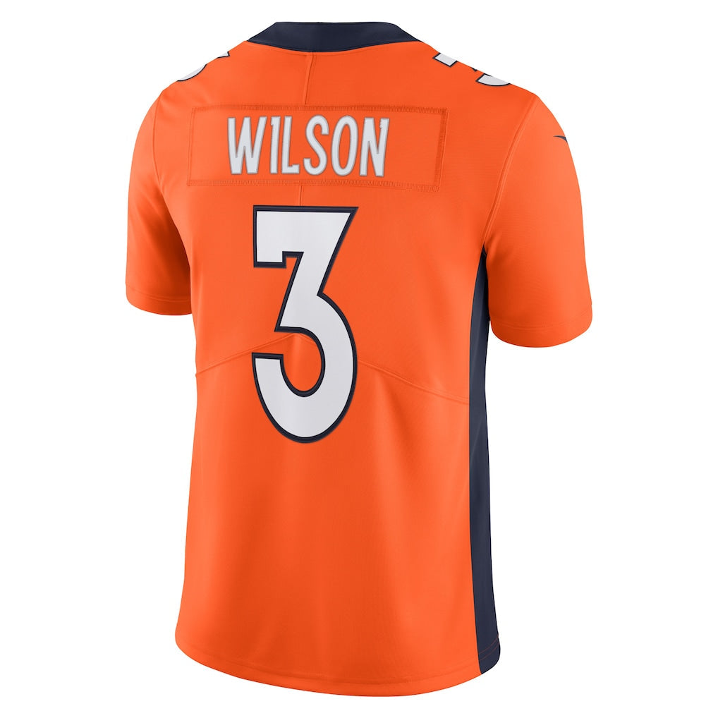 Punc D.Broncos #3 Russell Wilson Orange Team Vapor Limited Jersey