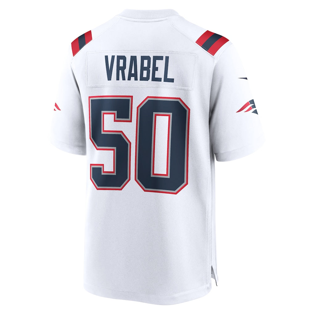 Punc NE.Patriots #50 Mike Vrabel White Game Retired Player Jersey