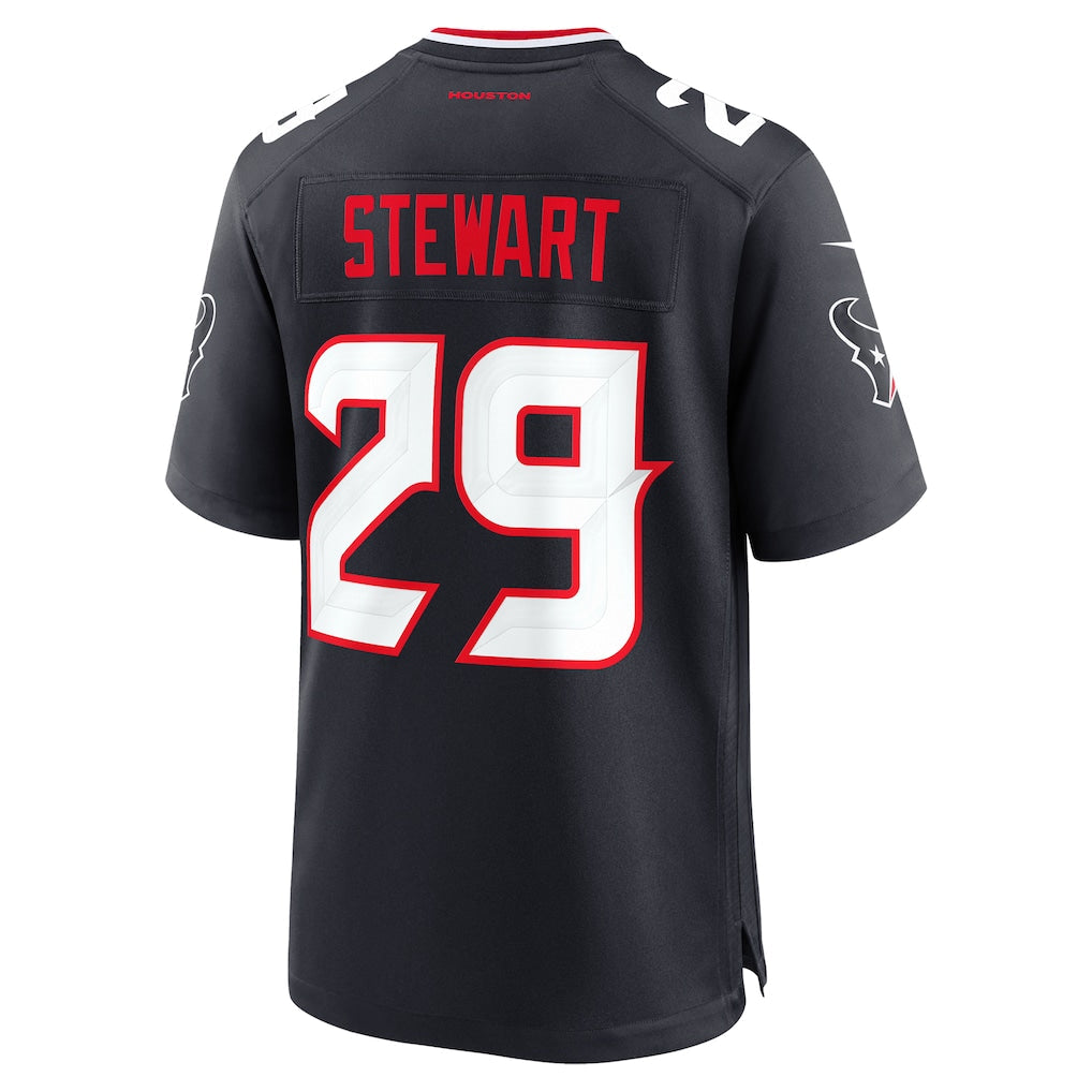 Punc H.Texans #29 M.J. Stewart Navy Team Game Jersey