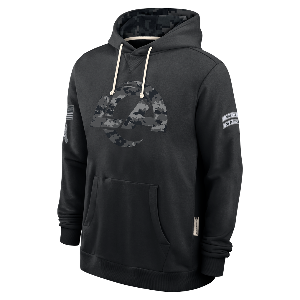 Punc LA.Rams Black 2026 Salute to Service Sideline Dri-FIT Pullover Hoodie Jerseys