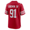 Punc SF.49ers #91 Earnest Brown IV Scarlet Team Game Jersey