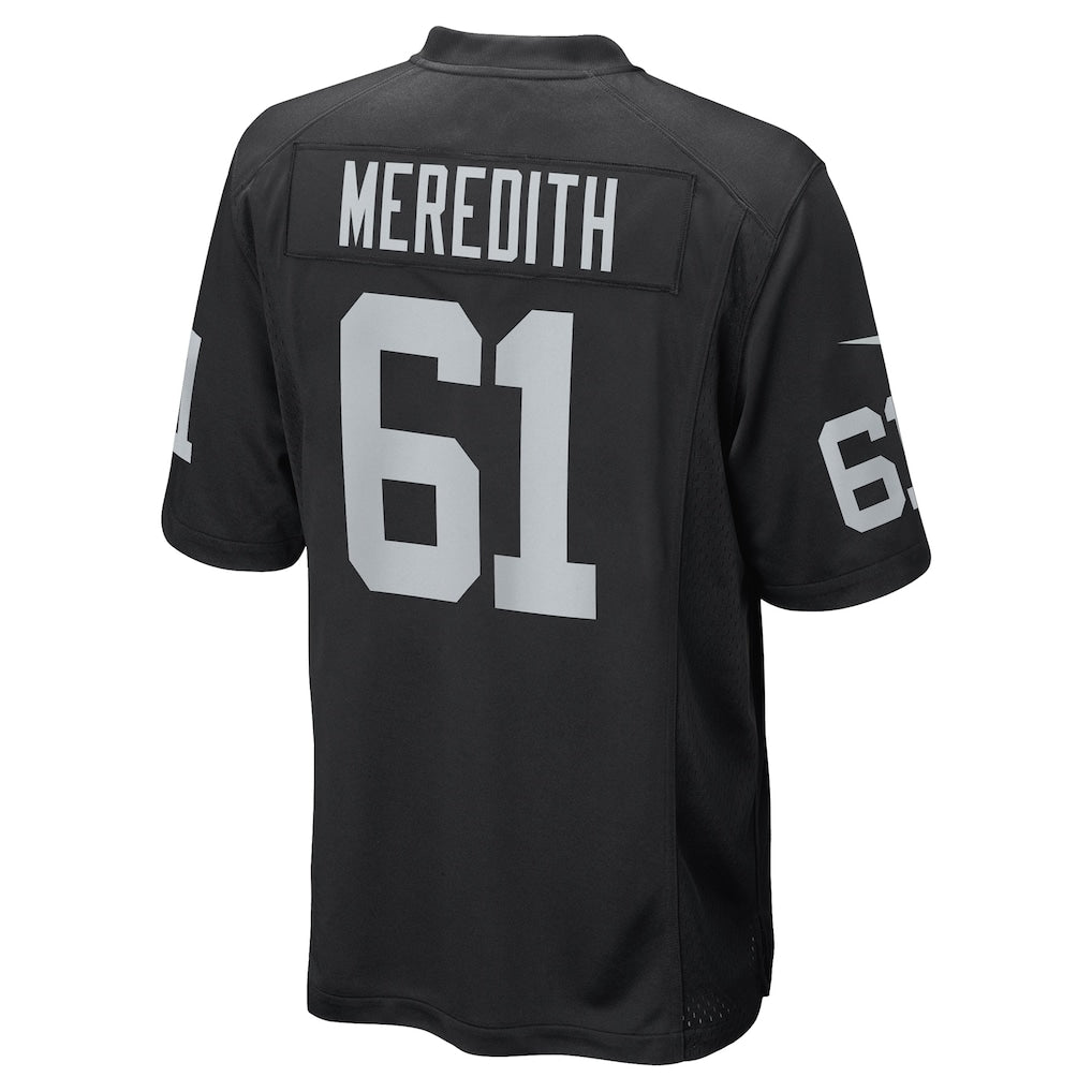 Punc LV.Raiders #61 Jordan Meredith Black Game Player Jersey