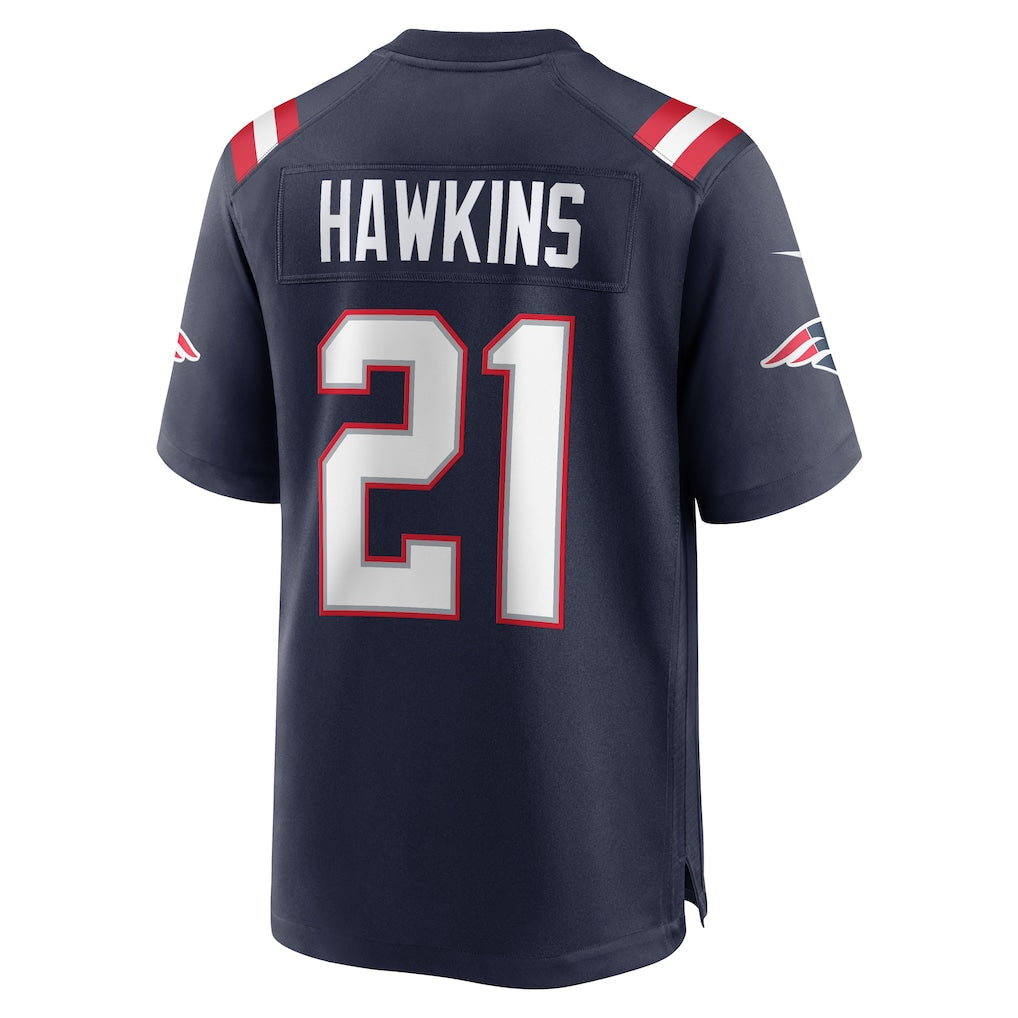 Punc NE.Patriots #21 Jaylinn Hawkins Navy Game Retired Player Jersey