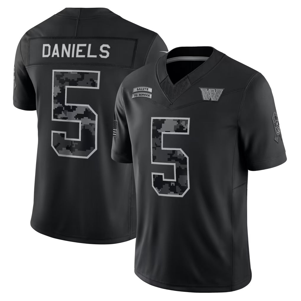Punc W.Commanders #5 Jayden Daniels Player Black Limited 2026 Salute to Service Home Game Stitched Jerseys