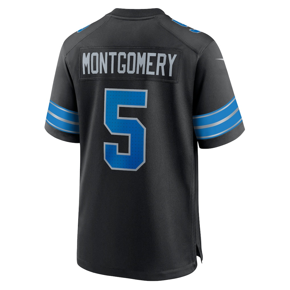 Punc D.Lions #5 David Montgomery Black 2nd Alternate Game Jersey
