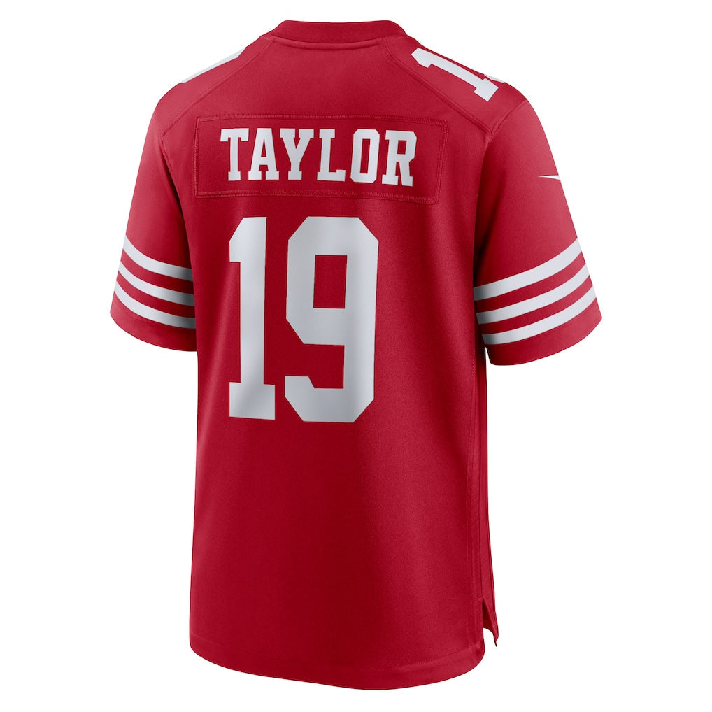 Punc SF.49ers #19 Trent Taylor Scarlet Team Game Jersey