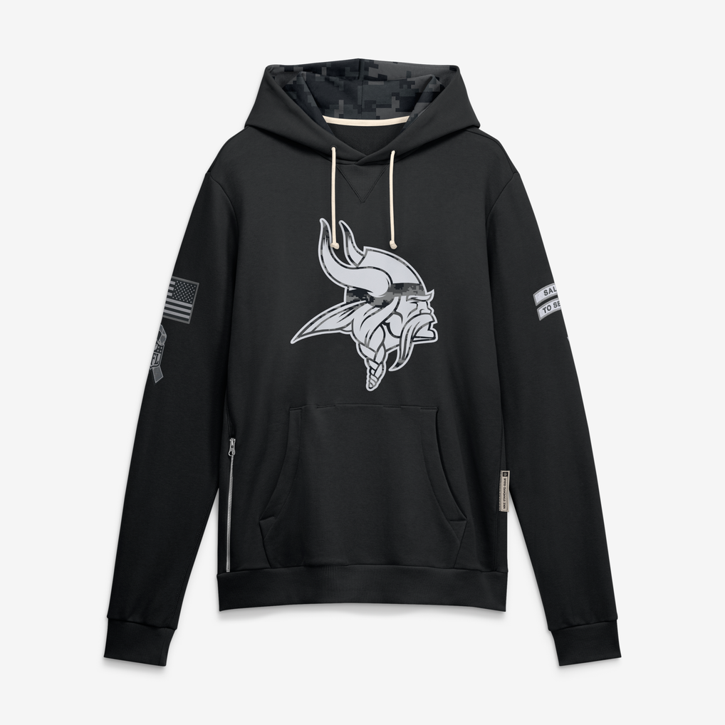 Punc MN.Vikings Black 2026 Salute to Service Sideline Dri-FIT Pullover Hoodie Jerseys