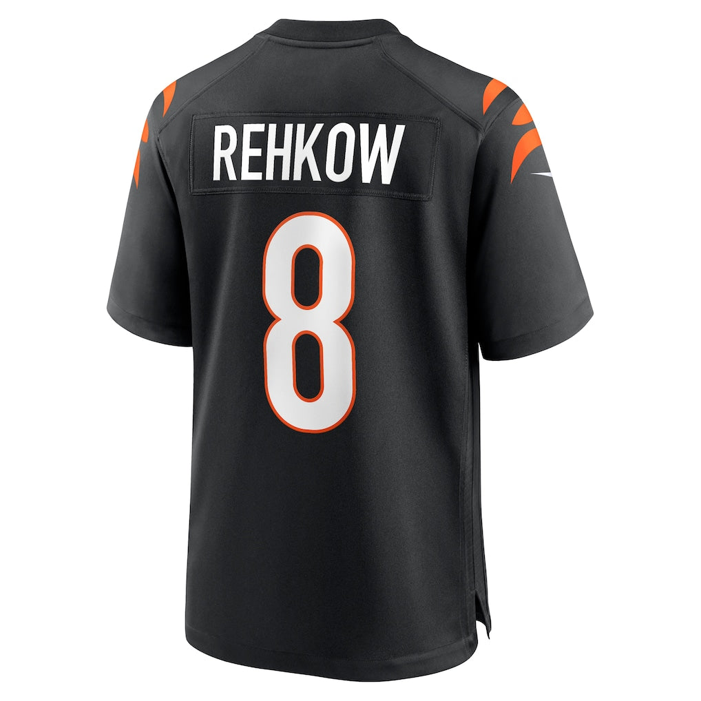 Punc C.Bengals #8 Ryan Rehkow Black Game Jersey