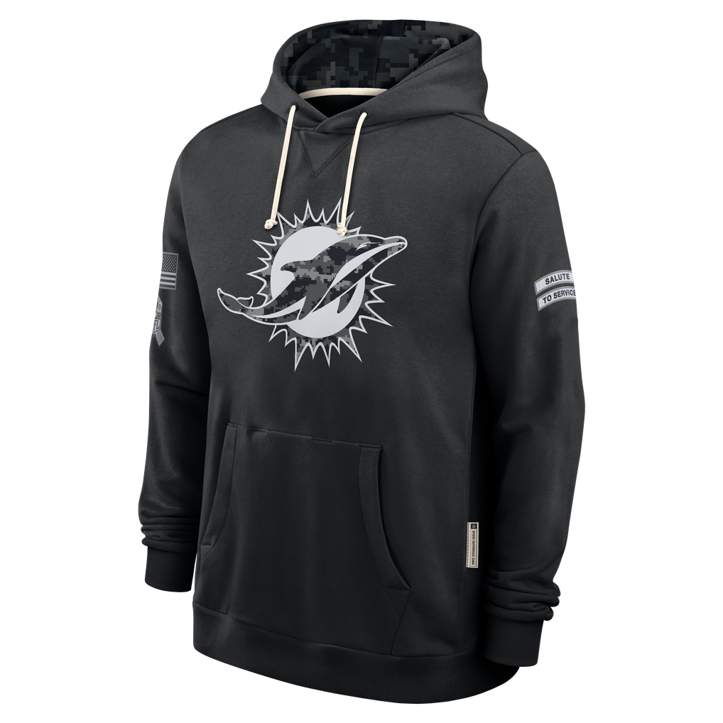 Punc M.Dolphins Black 2026 Salute to Service Sideline Dri-FIT Pullover Hoodie Jerseys
